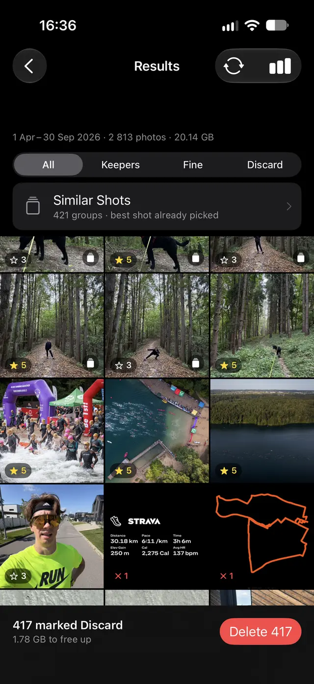 Gallery Audit results grid showing star ratings on trail photos